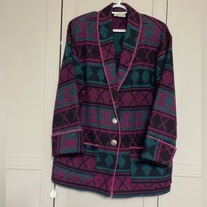 Vintage 1980’s Laura Michelle Bold Southwestern Geometric Knit Jacket